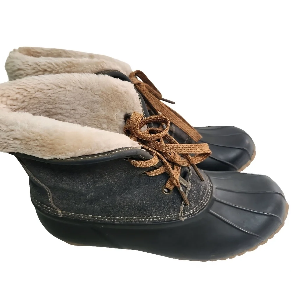 Sporto The Original Duck Boot Delilah Gray Suede Ankle Boot Size 10M